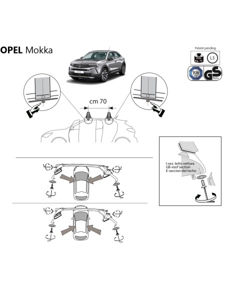 Kit barre portatutto LP47 per Opel Mokka dal 2020