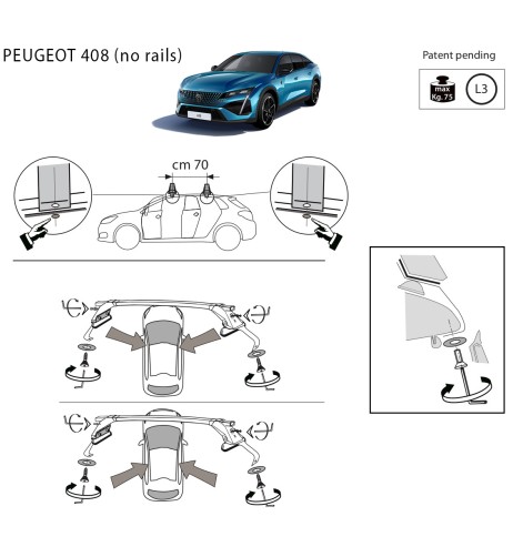 Kit barre portatutto LP47 per Peugeot 408 dal 2022