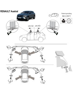 Kit barre portatutto LP47 per Renault Austral senza railing dal 2022 2