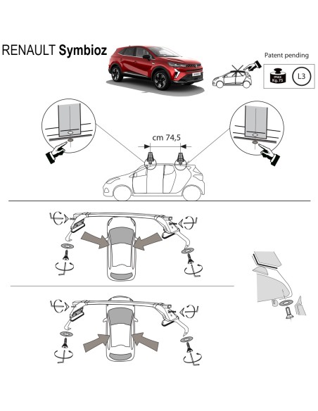 Kit barre portatutto LP47 per Renault Symbioz dal 2024