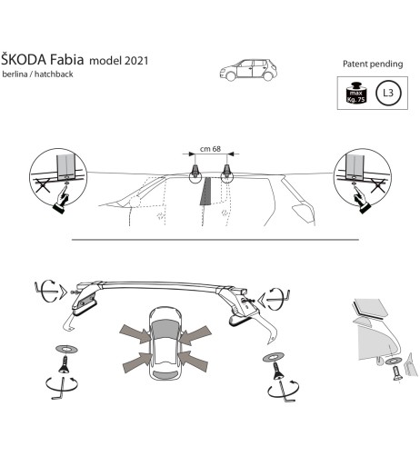 Kit barre portatutto LP47 per Skoda Fabia IV dal 2021