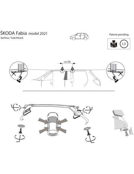 Kit barre portatutto LP47 per Skoda Fabia IV dal 2021