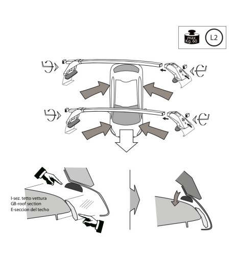 Kit barre portatutto LP47 per Tesla Model 3 dal 2019