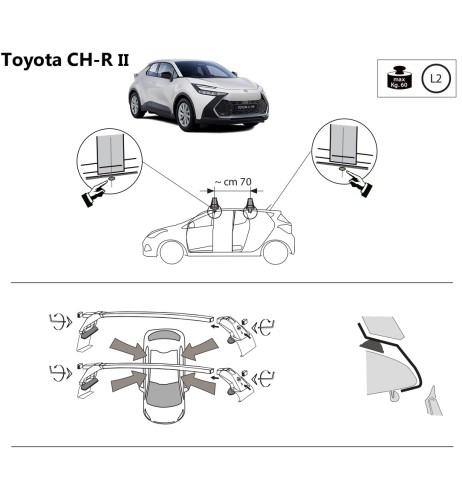 Kit barre portatutto LP47 per Toyota C HR II dal 2023