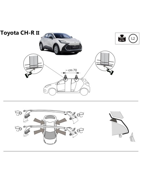 Kit barre portatutto LP47 per Toyota C HR II dal 2023