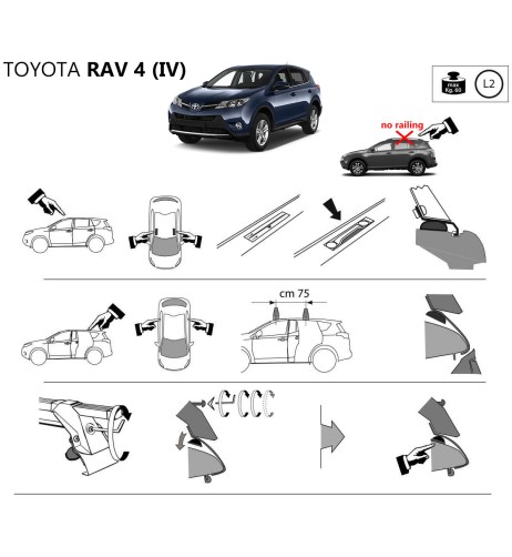 Kit barre portatutto LP47 per Toyota Rav4 5p 2013 2018