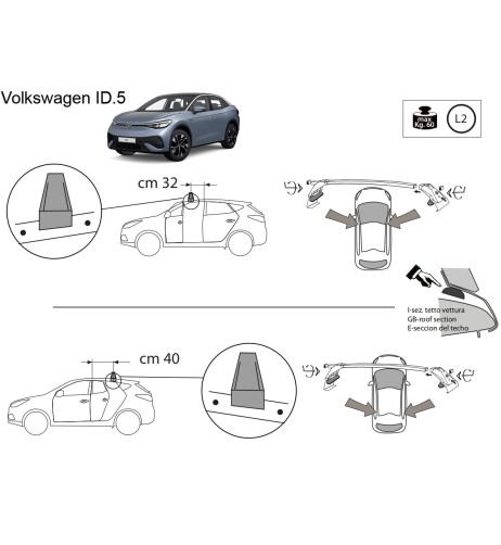 Kit barre portatutto LP47 per Volkswagen ID 5 dal 2021