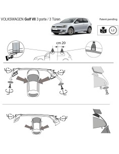Kit barre portatutto LP47 per VW Golf VII 3p 2013 2019 2