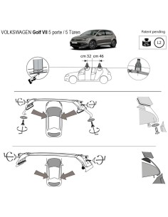 Kit barre portatutto LP47 per VW Golf VII 5p 2012 2019 2