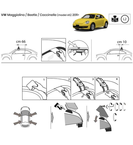 Kit barre portatutto LP47 per VW Maggiolino dal 2011