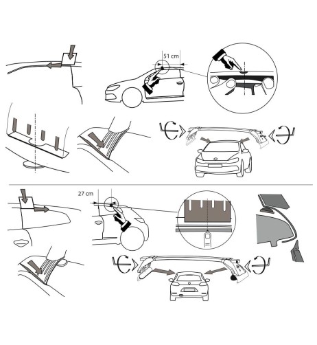 Kit barre portatutto LP47 per VW Scirocco 3p dal 2008