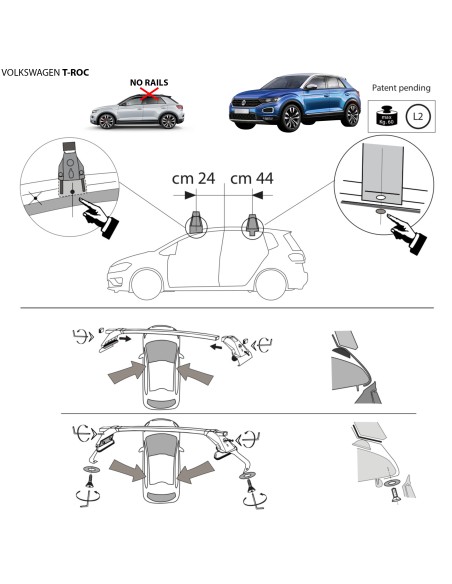 Kit barre portatutto LP47 per VW T Roc 5 porte dal 2017