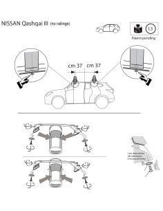 Kit barre portatutto portapacchi LP47 per Nissan Qashqai III dal 2021 2
