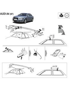 Kit barre portatutto LP47 per Audi A4 Berlina 2004 2008 2