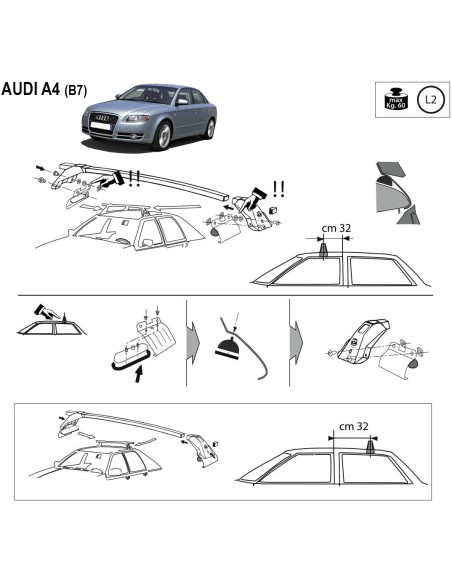 Kit barre portatutto LP47 per Audi A4 Berlina 2004 2008