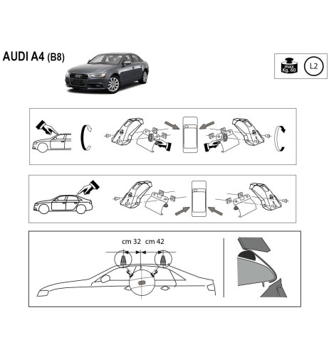 Kit barre portatutto LP47 per Audi A4 Berlina 2007 2015