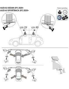 Kit barre portatutto LP47 per Audi A3 Berlina Sportback dal 2020 2