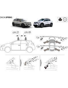 Kit barre portatutto portapacchi LP49 per Dacia Spring dal 2021 2