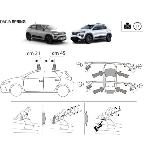 Kit barre portatutto portapacchi LP49 per Dacia Spring dal 2021