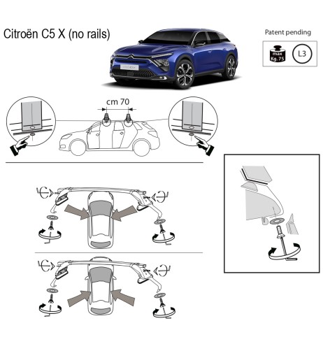 Kit barre portatutto LP47 per Citroen C5 X dal 2021