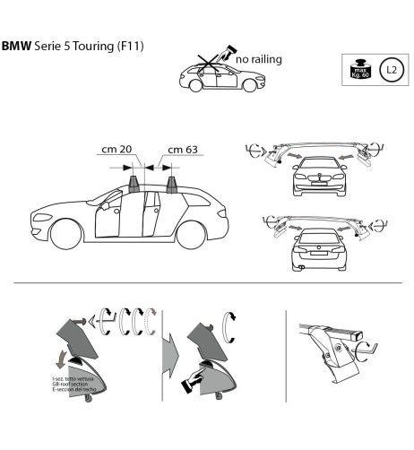 Kit barre portatutto LP47 per Bmw Serie 5 Touring 2010 2017