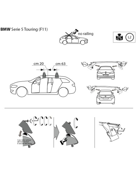 Kit barre portatutto LP47 per Bmw Serie 5 Touring 2010 2017