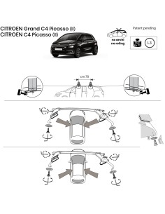 Kit barre portatutto LP47 per Citroen C4 Picasso 5 posti dal 2013 2