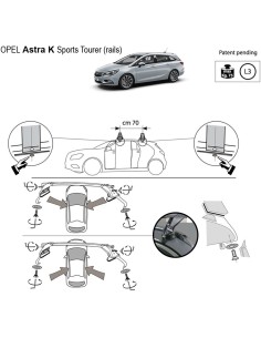 Kit barre portatutto LP47 corrimano basso Opel Astra Sports Tourer dal 2015 2