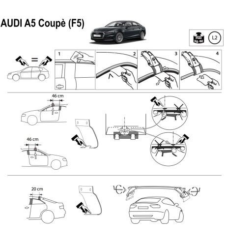 Kit barre portatutto LP47 per Audi A5 Coup 2016 2024