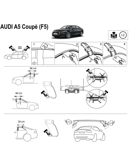 Kit barre portatutto LP47 per Audi A5 Coup 2016 2024