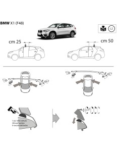 Kit barre portatutto LP47 per Bmw X1 senza corrimano 2015 2022 2