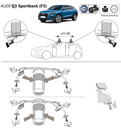Kit barre portatutto LP47 per Audi Q3 Sportback 2019 2025