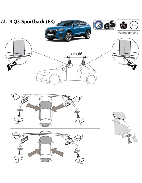 Kit barre portatutto LP47 per Audi Q3 Sportback 2019 2025