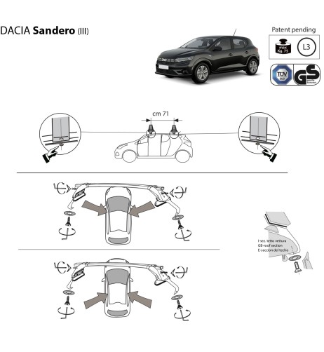 Kit barre portatutto LP47 per Dacia Sandero dal 2021