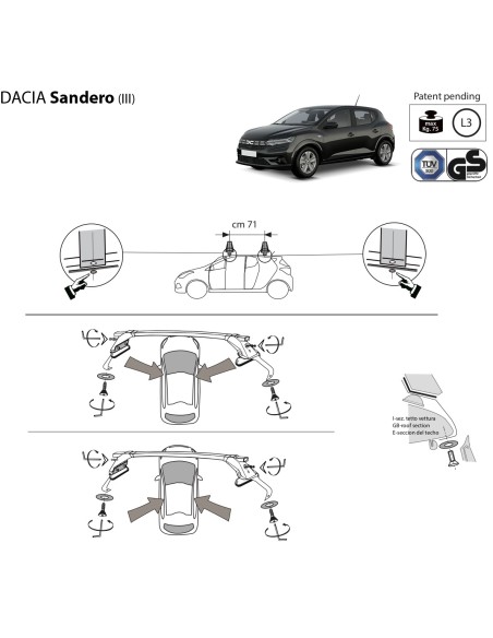 Kit barre portatutto LP47 per Dacia Sandero dal 2021