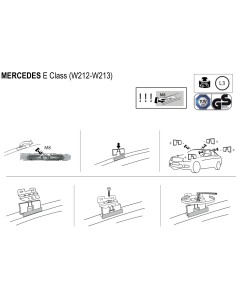 Kit barre portatutto LP64 per Mercedes Classe E c fori M8 2009 2023 2