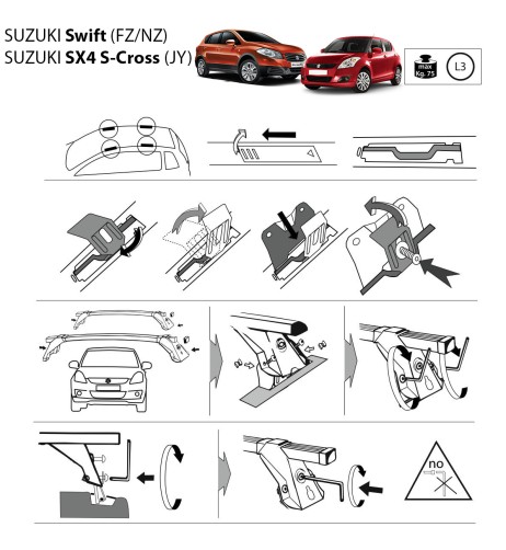 Kit barre portatutto LP64 per Suzuki Swift 3 5p dal 2010 al 2016