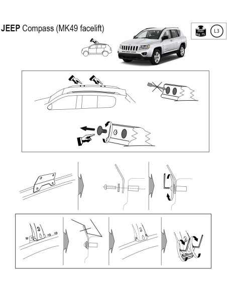 Kit barre portatutto LP64 per Jeep Compass 2011 2016
