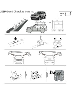 Kit barre portatutto LP64 per Jeep Grand Cherokee 2011 2021 metal rail 2