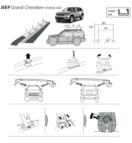 Kit barre portatutto LP64 per Jeep Grand Cherokee 2011 2021 metal rail