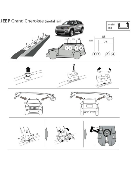 Kit barre portatutto LP64 per Jeep Grand Cherokee 2011 2021 metal rail