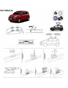 Kit barre portatutto LP64 per Fiat Panda 5p senza corrimano dal 2012 2