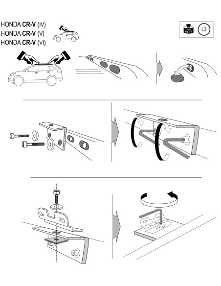 Kit barre portatutto LP64 per Honda CR V 5p dal 2012 railing integrato