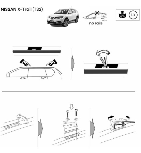 Kit barre portatutto LP64 per Nissan X Trail c fori 2014 2022