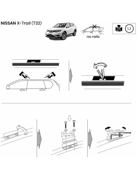 Kit barre portatutto LP64 per Nissan X Trail c fori 2014 2022