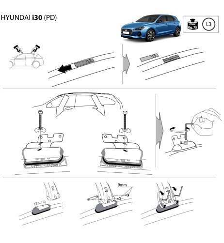 Kit barre portatutto LP64 per Hyundai i30 5p dal 2017