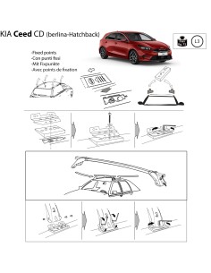 Kit barre portatutto LP64 per Kia Ceed 5p c fori filettati dal 2018 2