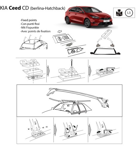 Kit barre portatutto LP64 per Kia Ceed 5p c fori filettati dal 2018
