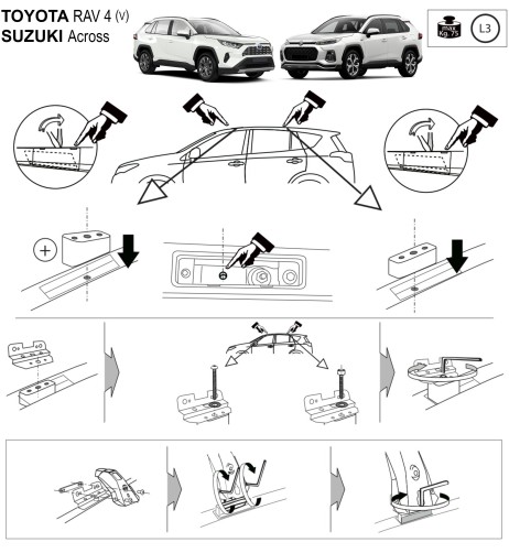 Kit barre portatutto LP64 per Toyota Rav4 con profili dal 2019