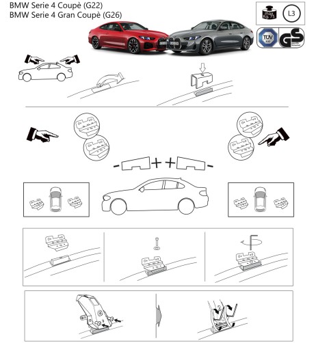 Kit barre portatutto LP64 per Bmw Serie 4 Coup Gran Coup dal 2020